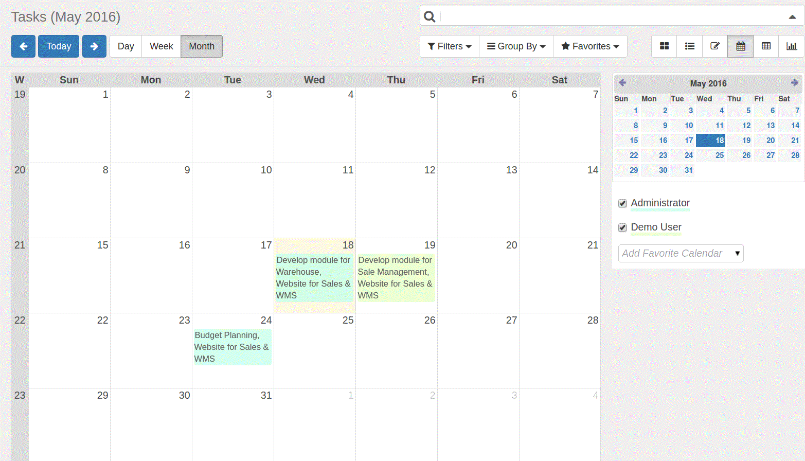 Calendar View in odoo