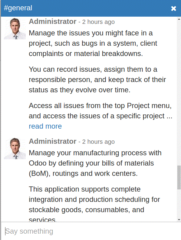 chat with your team or your customers in odoo