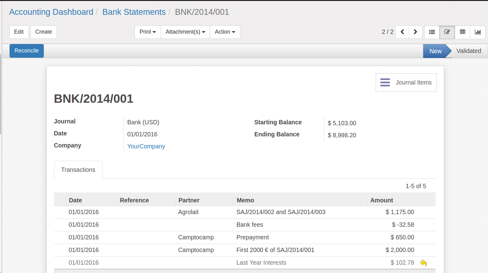 Import and check your bank statements in odoo