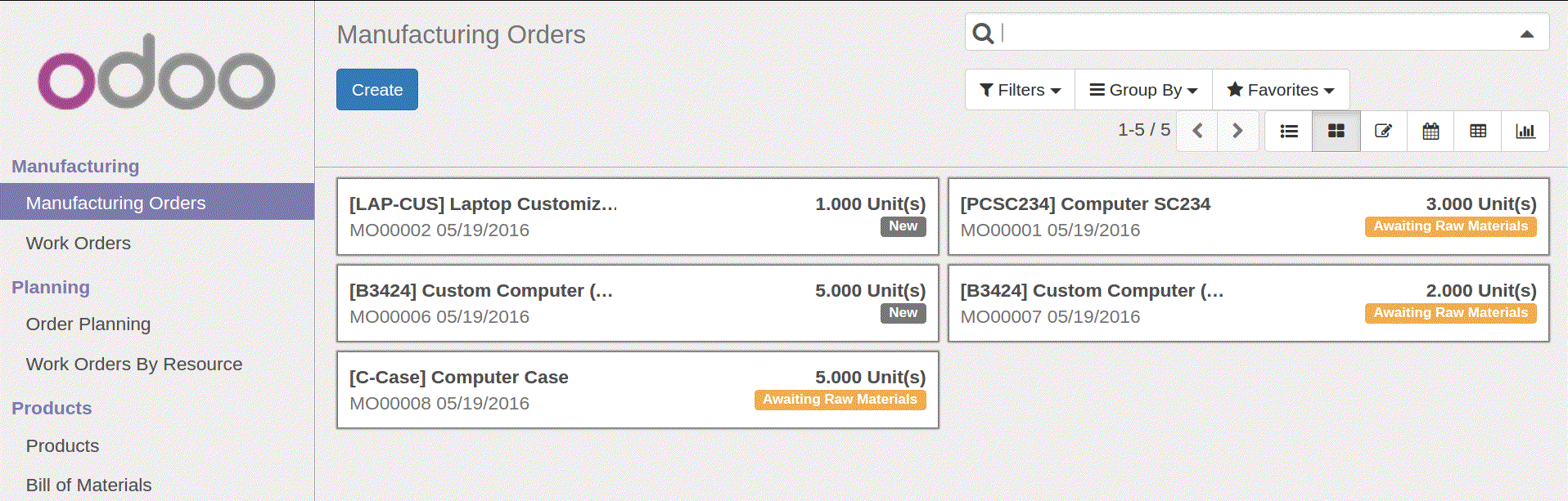 Production Planning in odoo