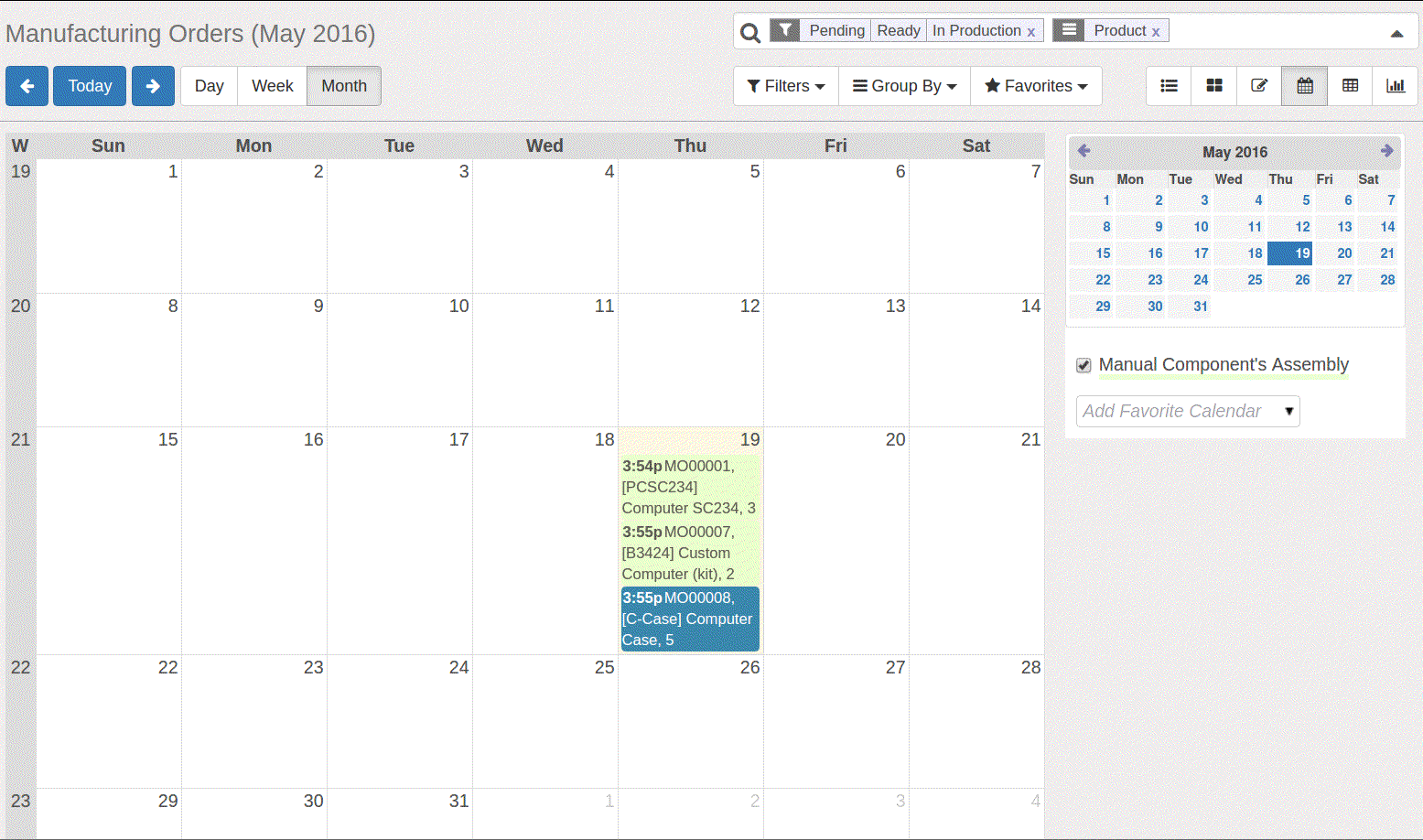 Calendar View in odoo