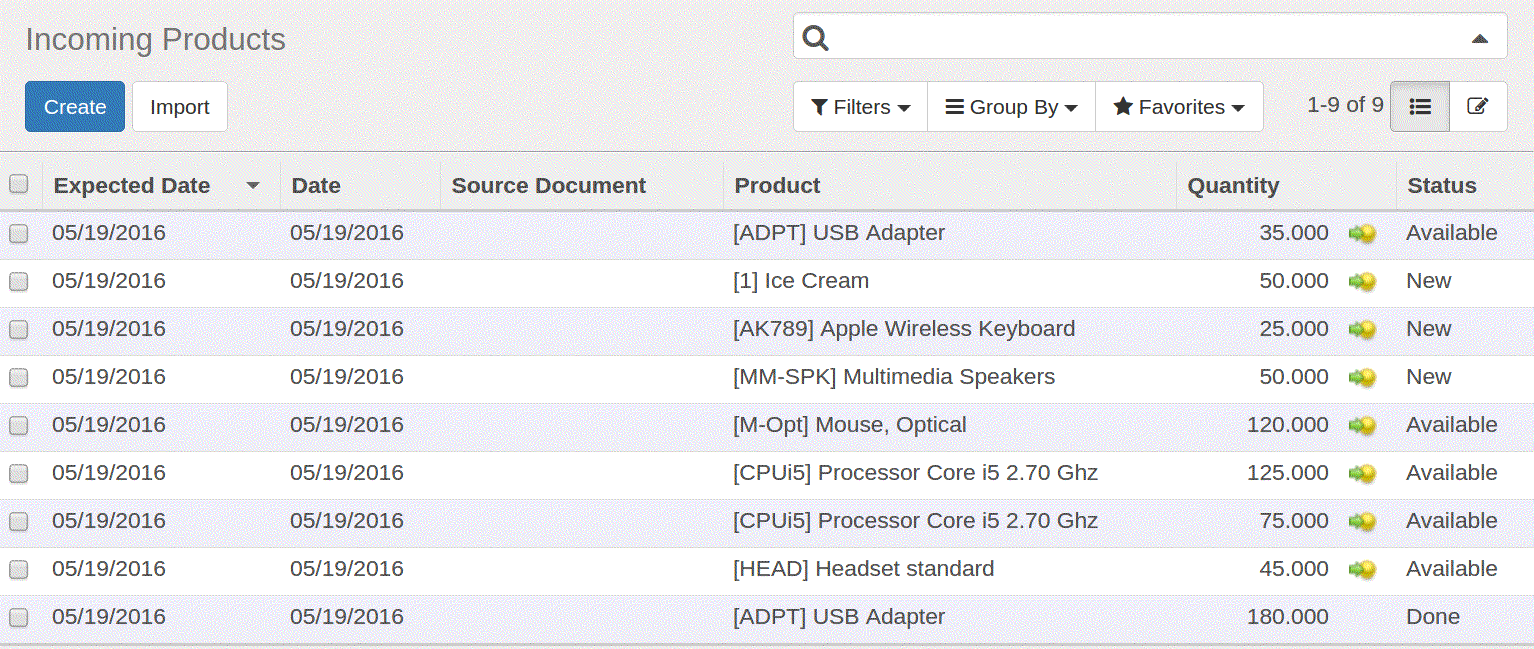 Products and Invoices-odoo