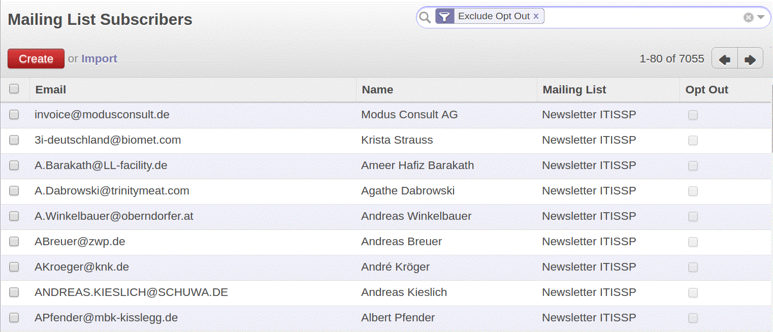 Mailing List-odoo