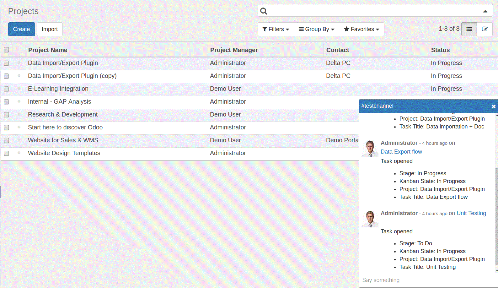 chat screen-odoo